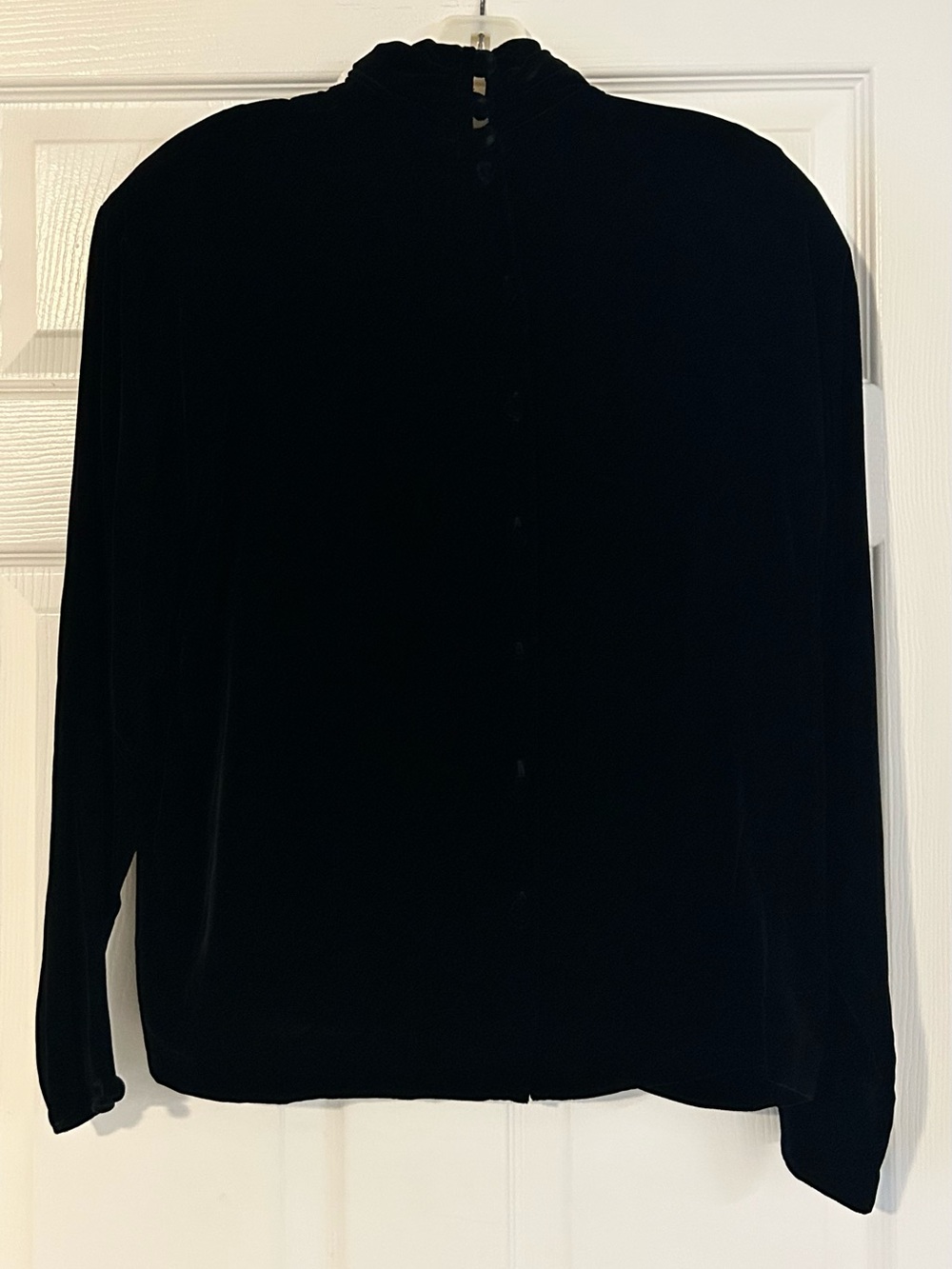Ralph Lauren Vintage USA ILGWU Union Made Black Velvet Button Front Top